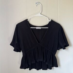 Urban Outfitters Black Ruffled Blouse